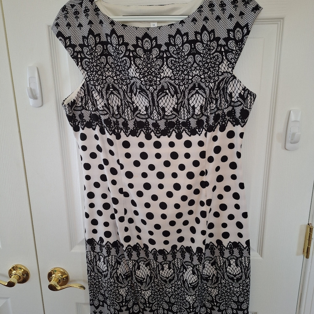 Elegant Black and White Lace Dress